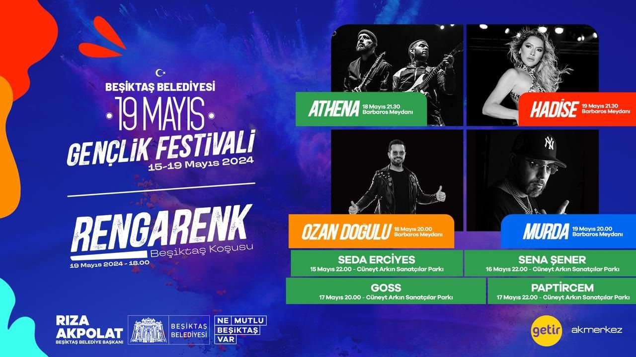 Beşiktaş Belediyesi 19 Mayıs Atatürk’ü Anma, Gençlik ve Spor Bayramı’nı düzenleyeceği 19 Mayıs Gençlik Festivali’yle kutlayacak. 15 Mayıs’ta başlayacak festival birçok etkinliğe sahne olacak. 