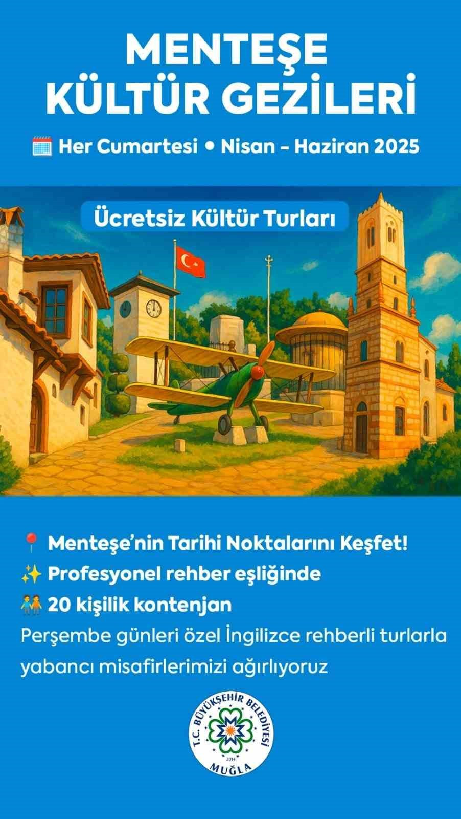 Muğla Büyükşehir Belediyesi, vatandaşların yaşadıkları şehrin tarihi ve kültürel zenginliklerini daha yakından tanımaları amacıyla turist rehberleri eşliğinde ‘Menteşe Kültür Gezileri’ni başlatıyor.